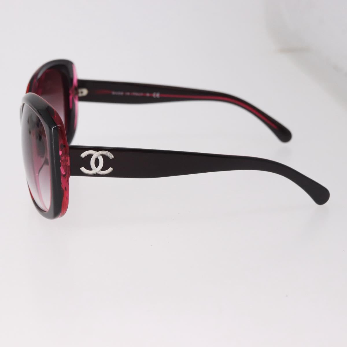 CHANEL COCO Mark Sunglasses plastic Red CC Auth 186219M