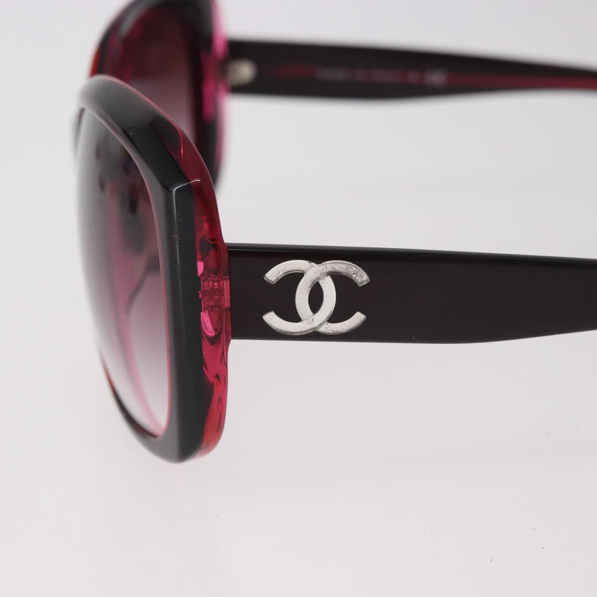 CHANEL COCO Mark Sunglasses plastic Red CC Auth 186219M