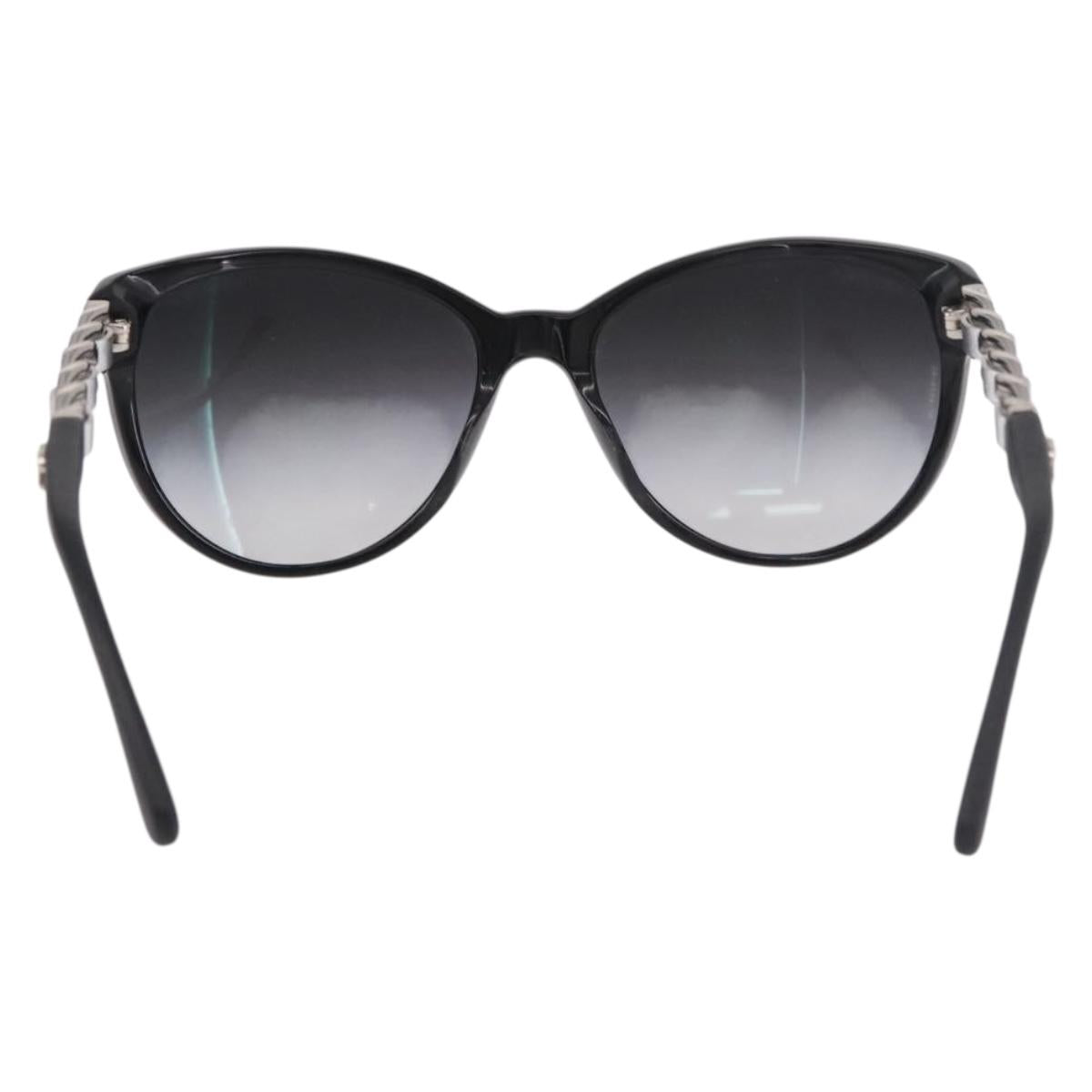 CHANEL Chain Sunglasses plastic Black CC Auth 186220M