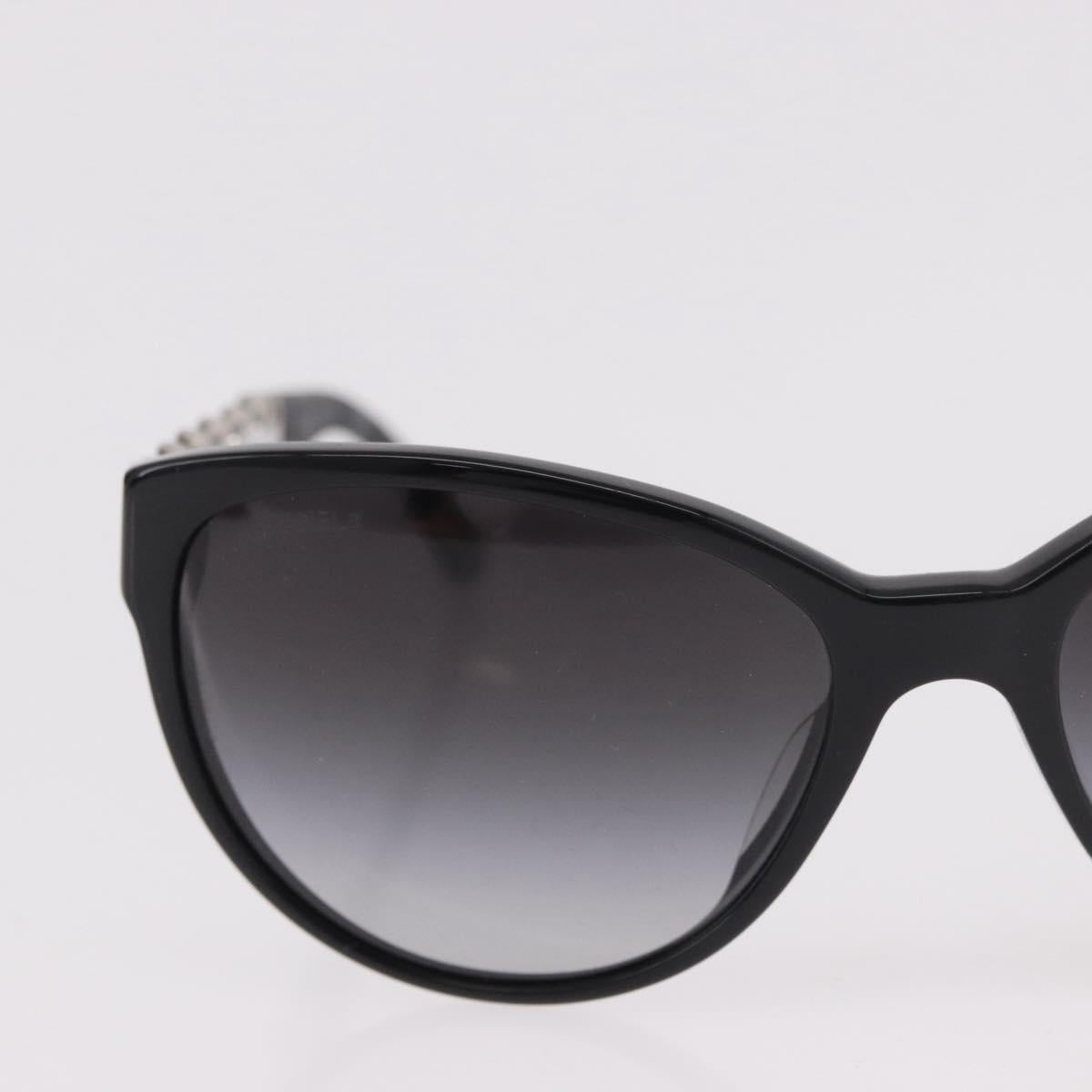 CHANEL Chain Sunglasses plastic Black CC Auth 186220M