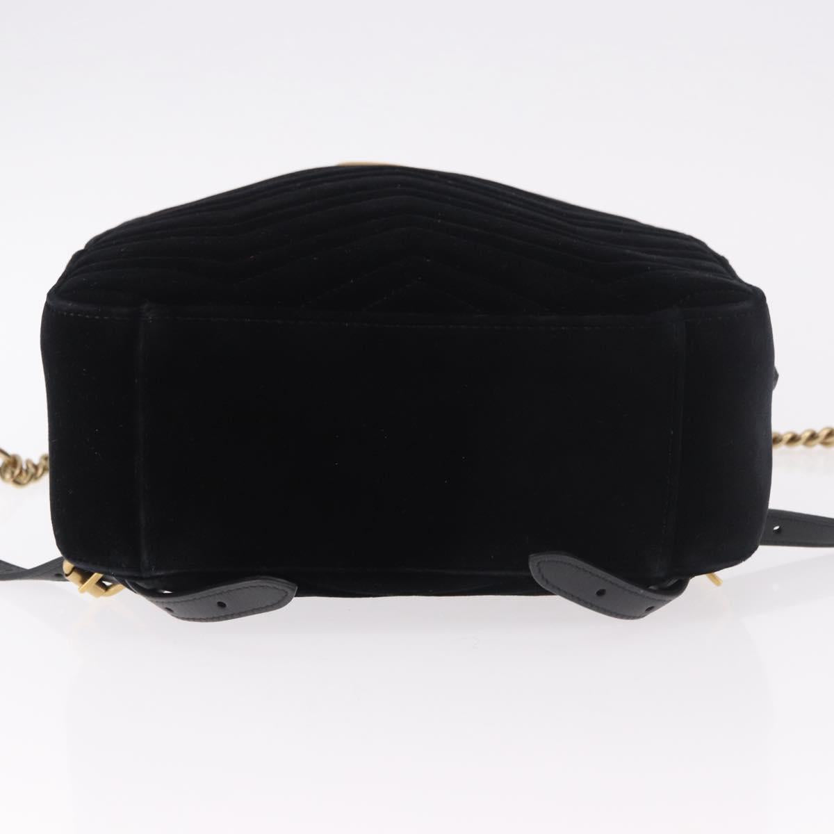 GUCCI GG Marmont Backpack Velor Black Gold 524568 Auth 186222SAM