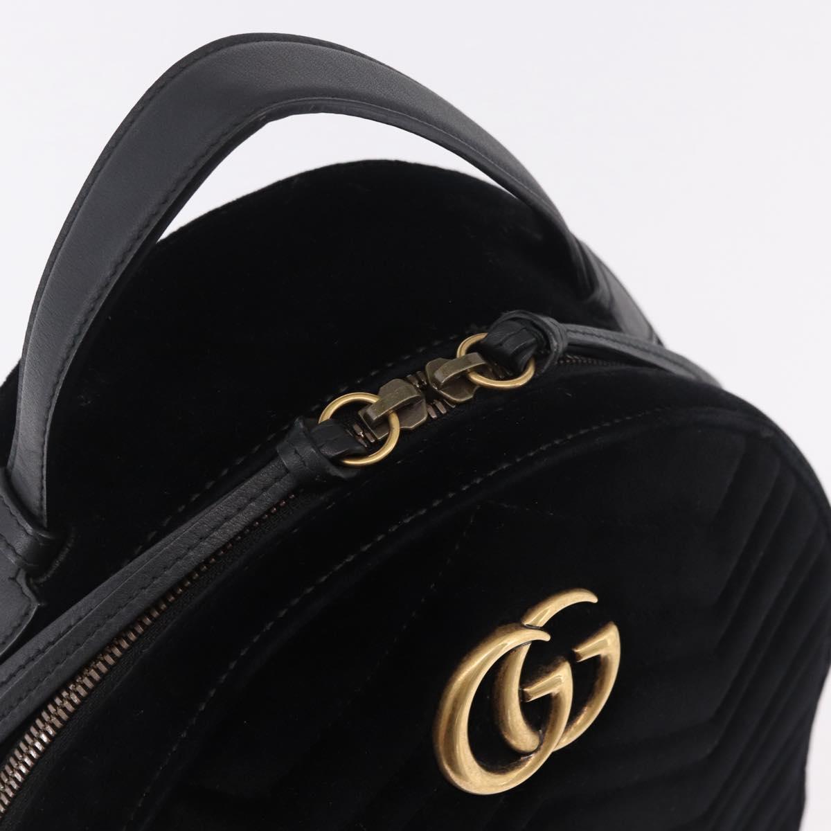 GUCCI GG Marmont Backpack Velor Black Gold 524568 Auth 186222SAM