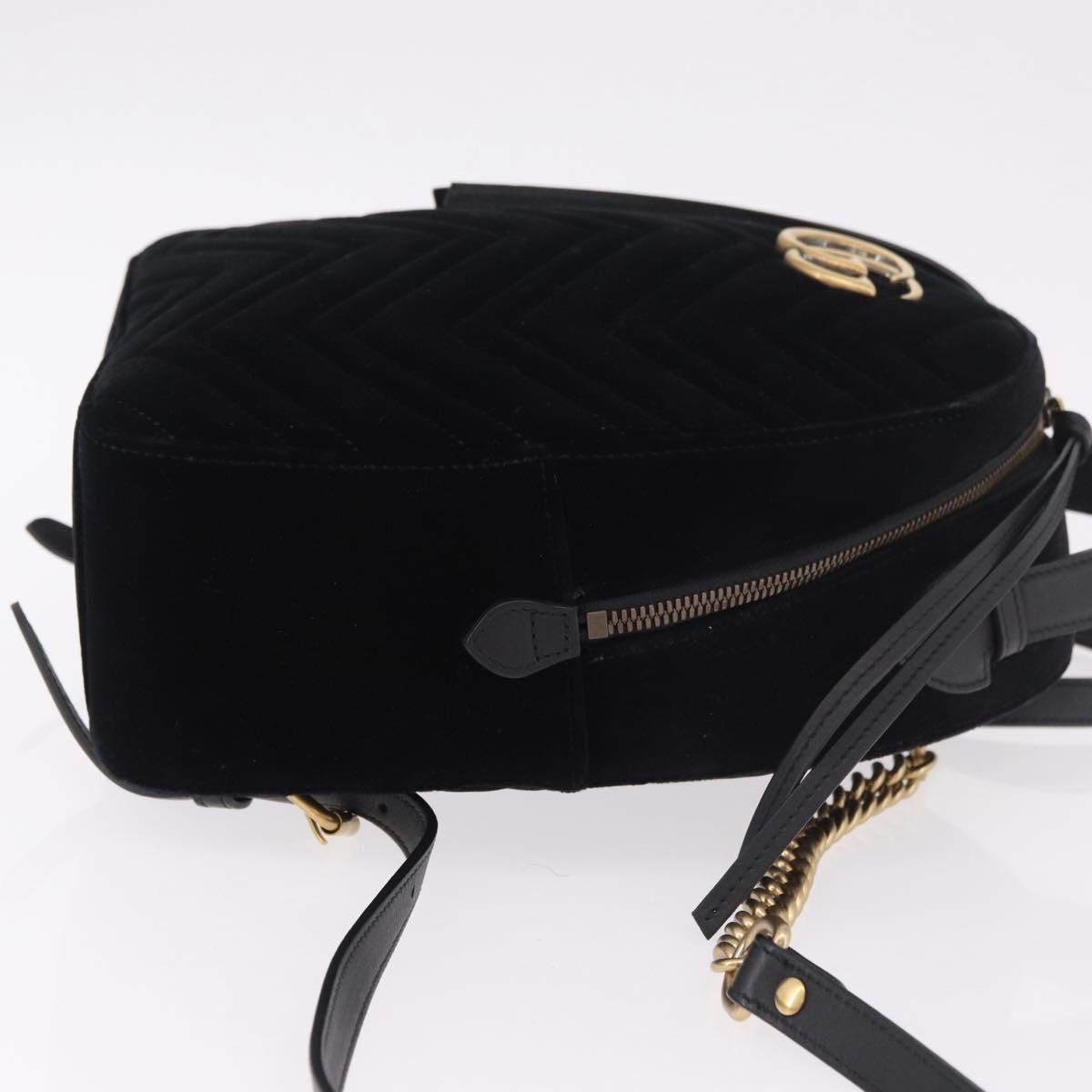 GUCCI GG Marmont Backpack Velor Black Gold 524568 Auth 186222SAM