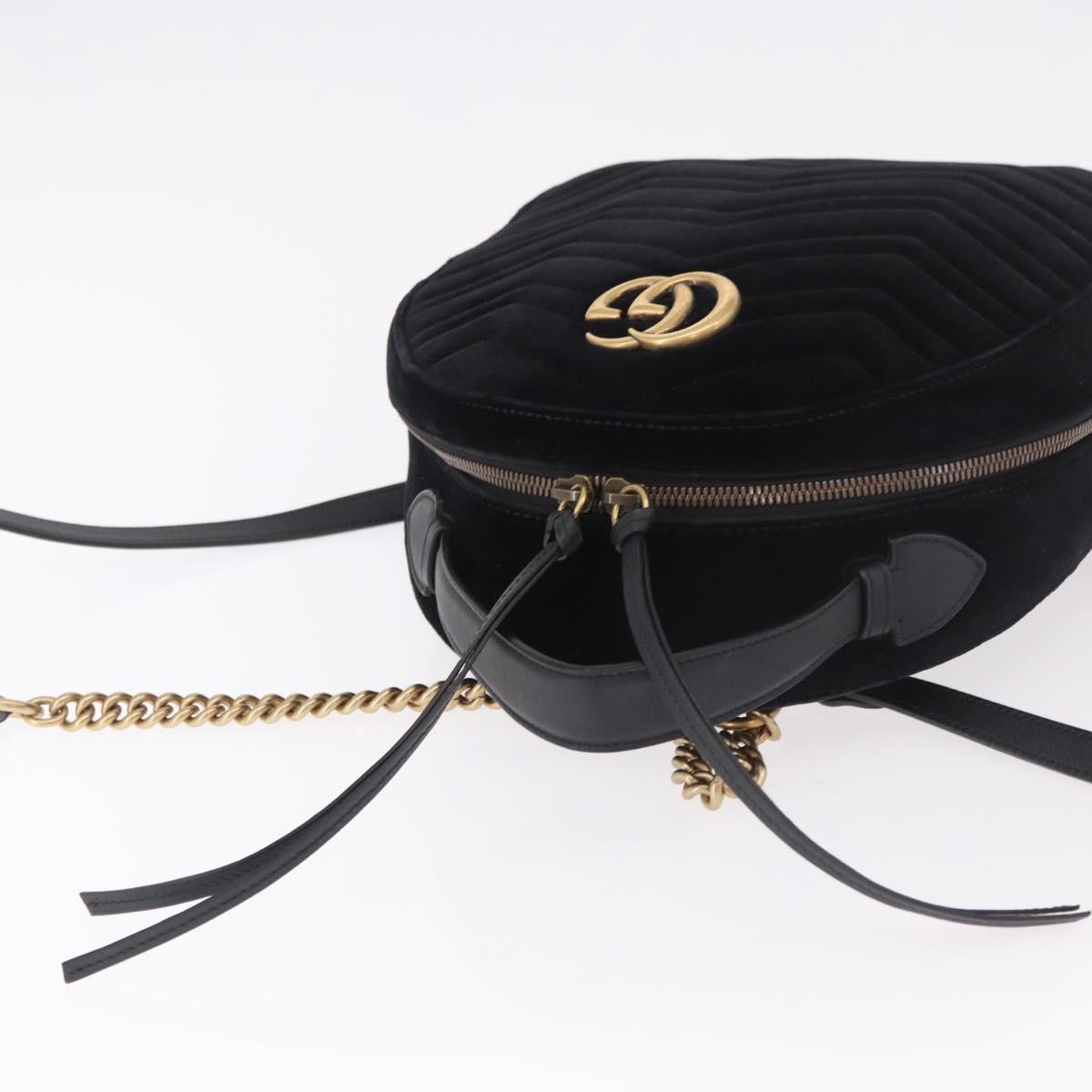GUCCI GG Marmont Backpack Velor Black Gold 524568 Auth 186222SAM