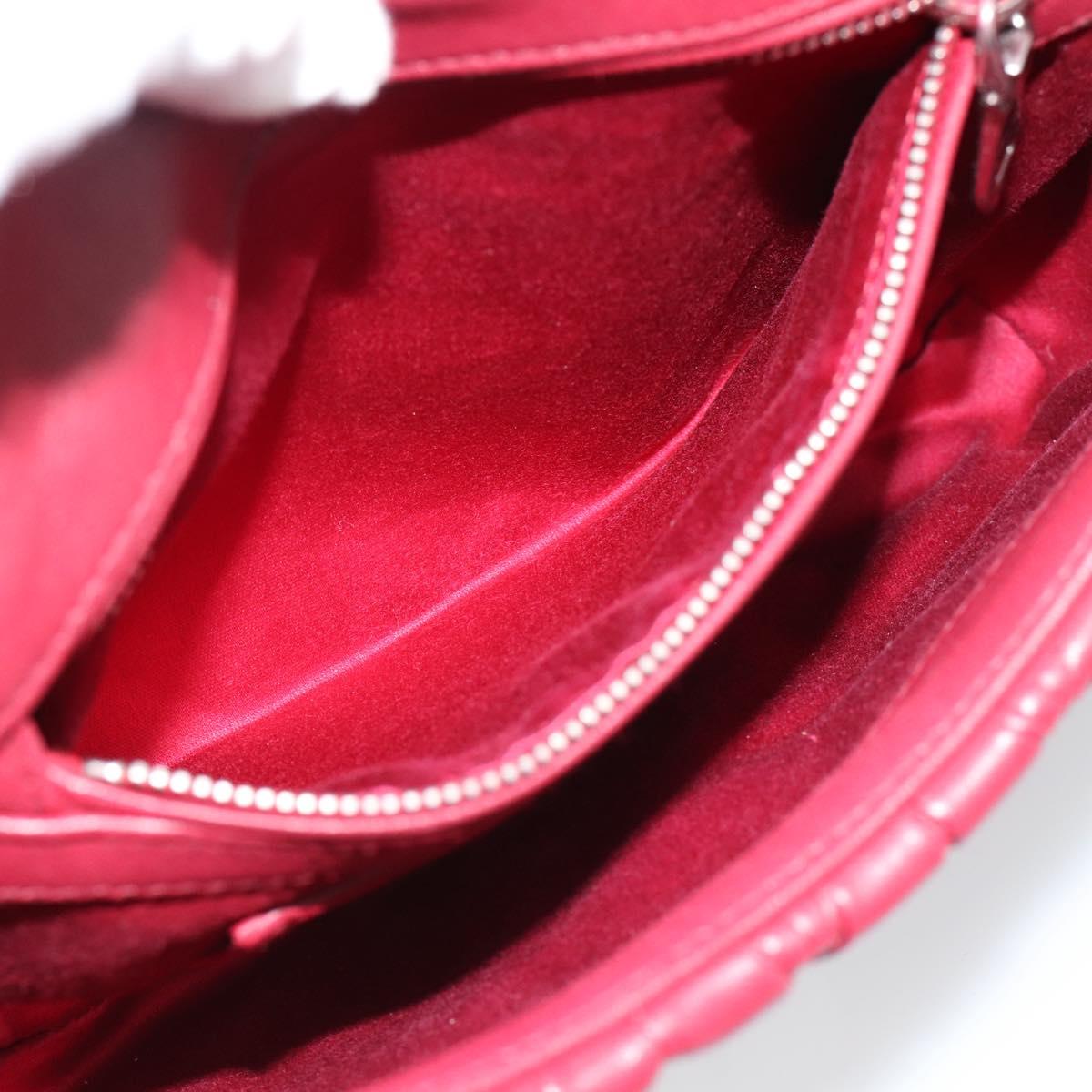 Miu Miu Matelasse Chain Shoulder Bag Leather Red Silver Auth 186223M