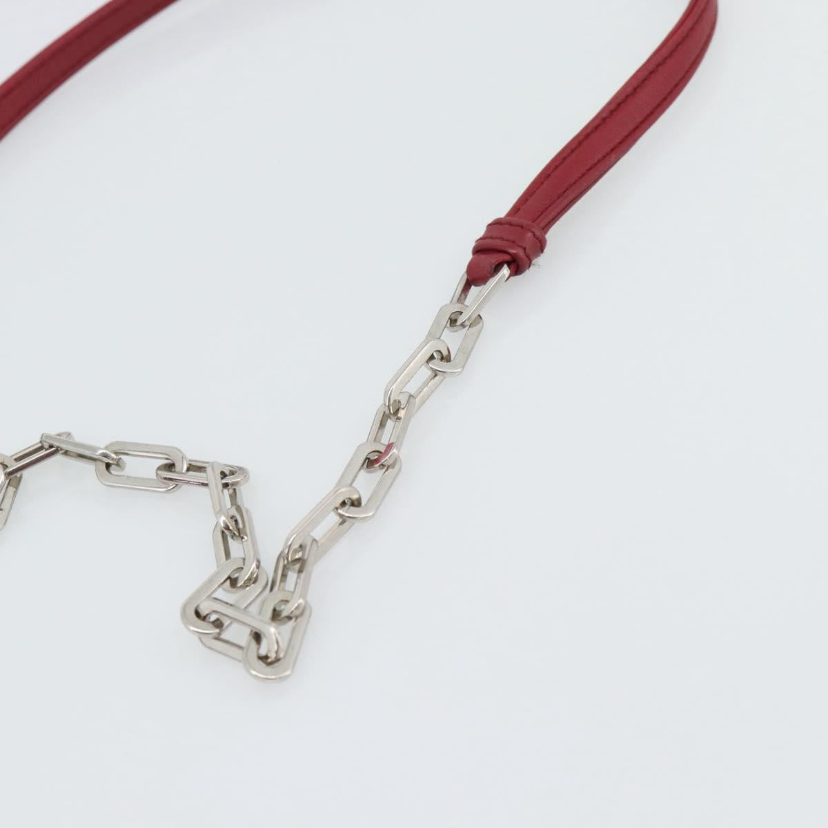 Miu Miu Matelasse Chain Shoulder Bag Leather Red Silver Auth 186223M