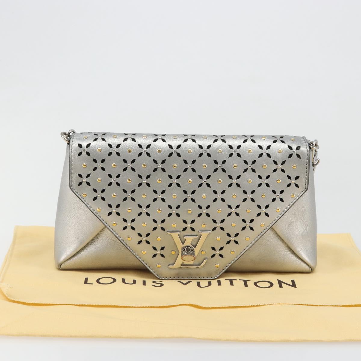 LOUIS VUITTON LV Love Note Shoulder Bag Leather Silver M54872 LV Auth 186225M