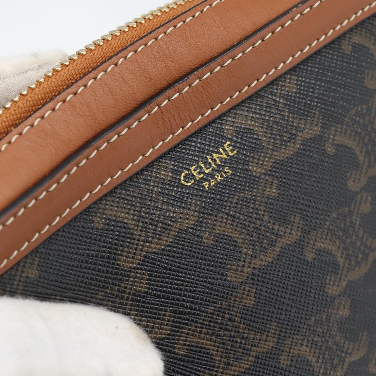 CELINE Triomphe Shoulder Bag PVC Black Gold Auth 186226M