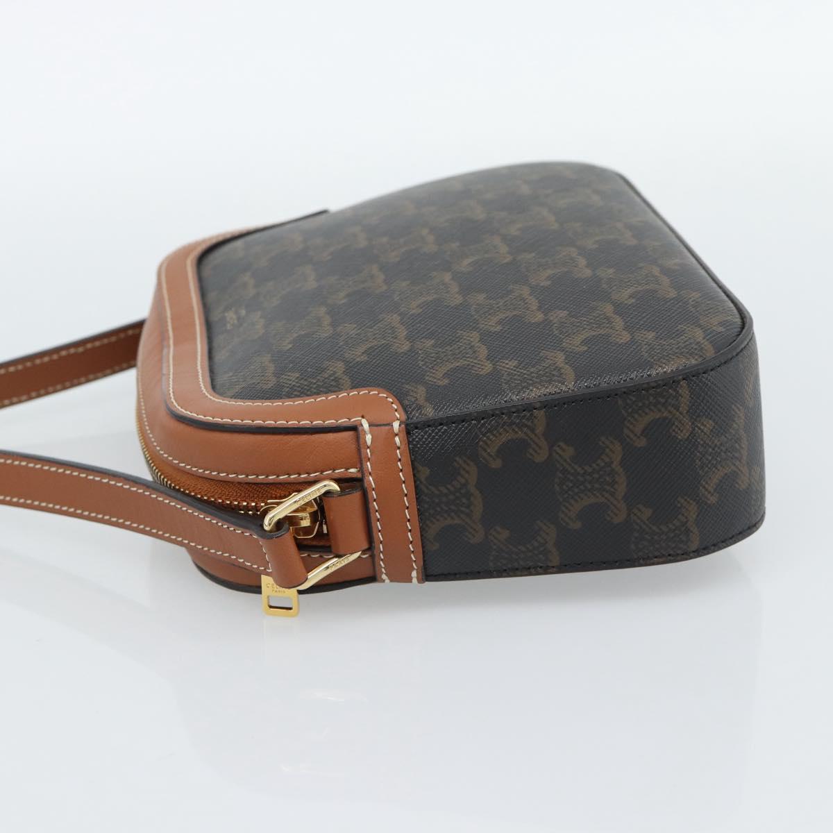 CELINE Triomphe Shoulder Bag PVC Black Gold Auth 186226M