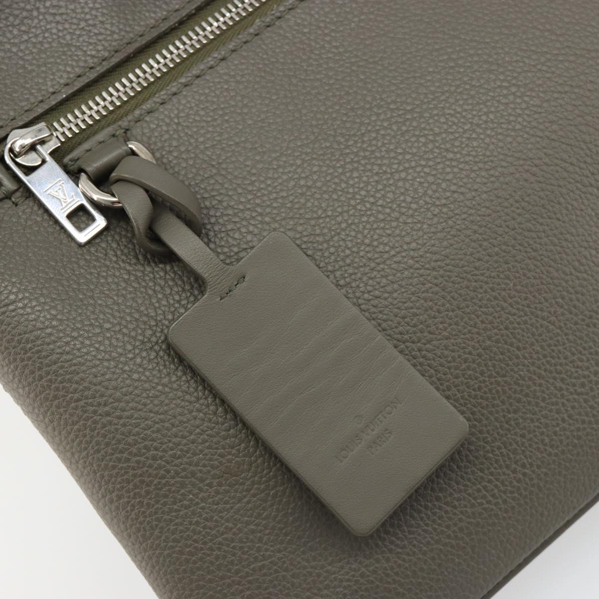 LOUIS VUITTON Takeoff Pouch Clutch Bag Leather Gray M81735 LV Auth 186227M