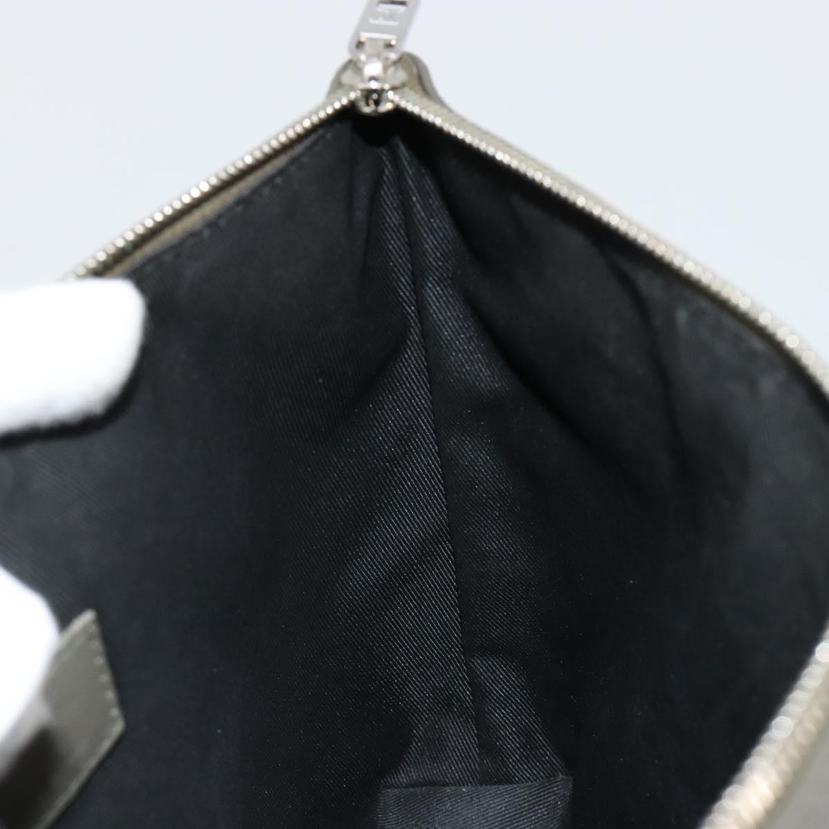 LOUIS VUITTON Takeoff Pouch Clutch Bag Leather Gray M81735 LV Auth 186227M