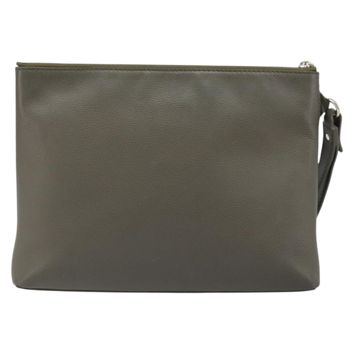 LOUIS VUITTON Takeoff Pouch Clutch Bag Leather Gray M81735 LV Auth 186227M