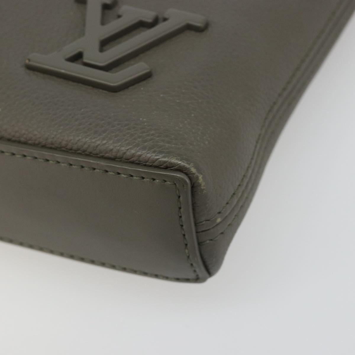 LOUIS VUITTON Takeoff Pouch Clutch Bag Leather Gray M81735 LV Auth 186227M