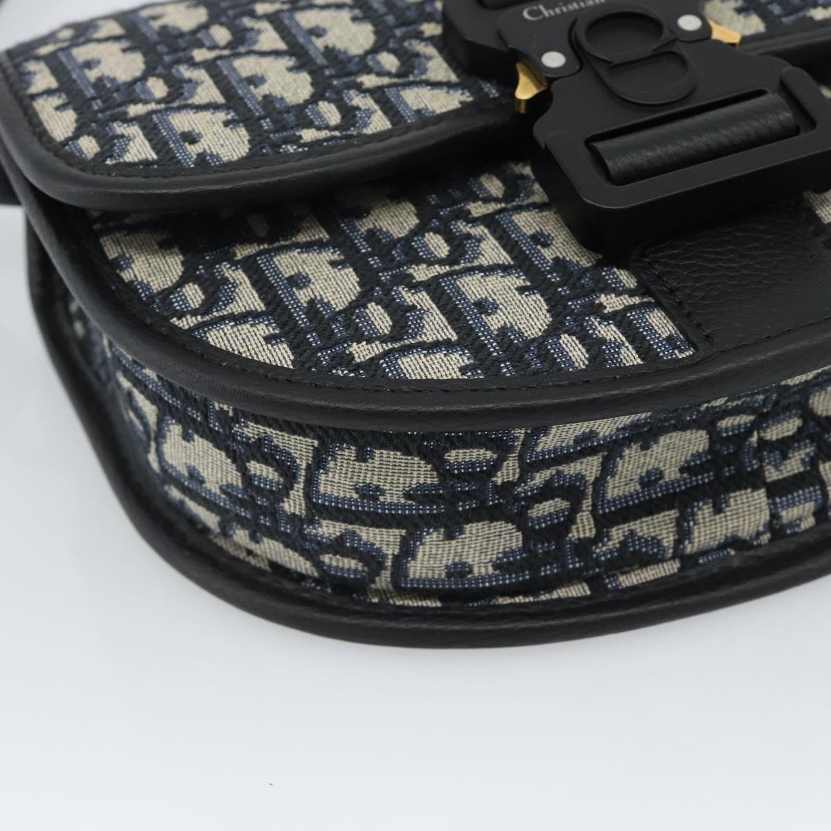 Christian Dior Trotter Canvas Gallop Shoulder Bag Navy Silver Auth 186228SM