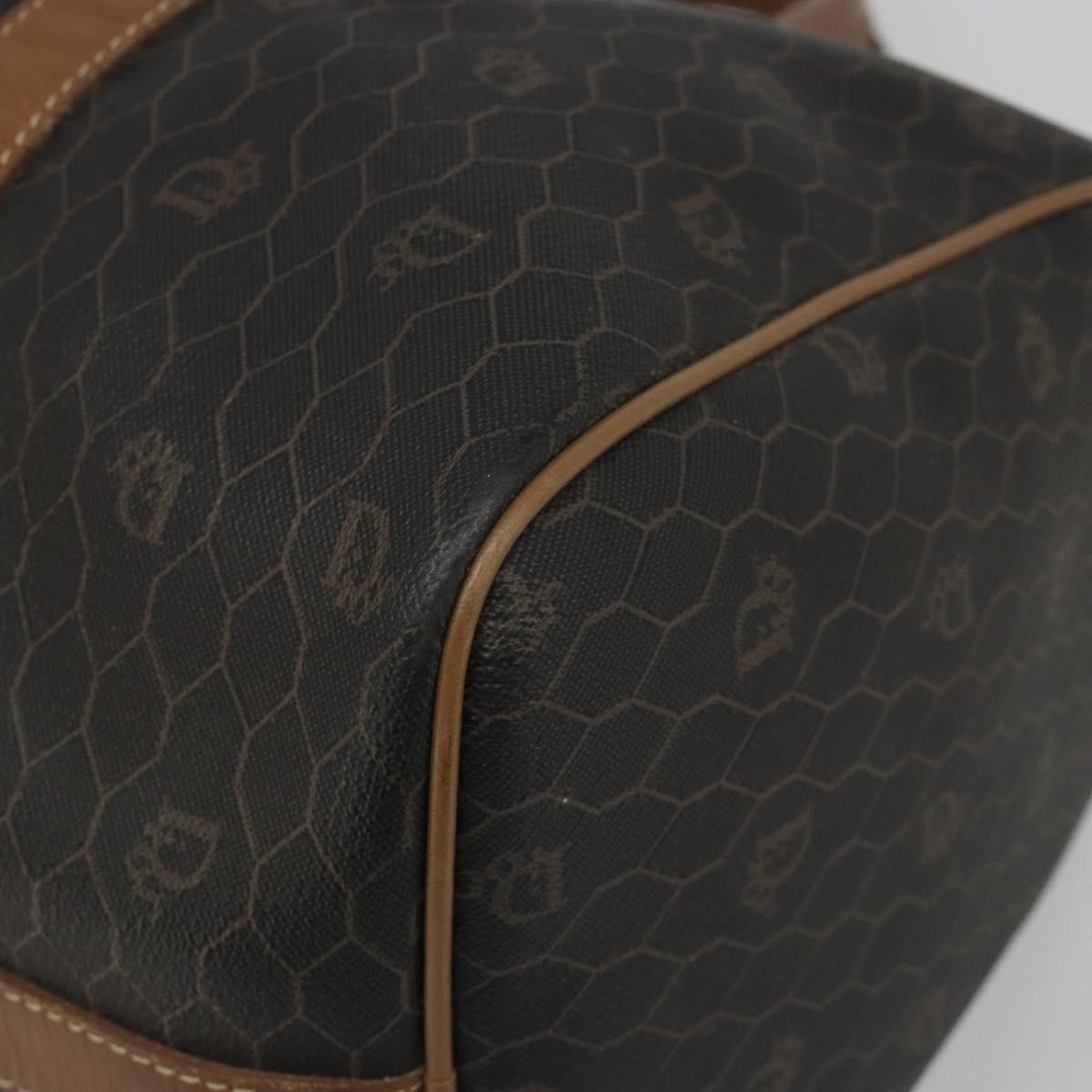 Christian Dior Honeycomb Canvas Boston Bag PVC Black Gold Auth 186229A