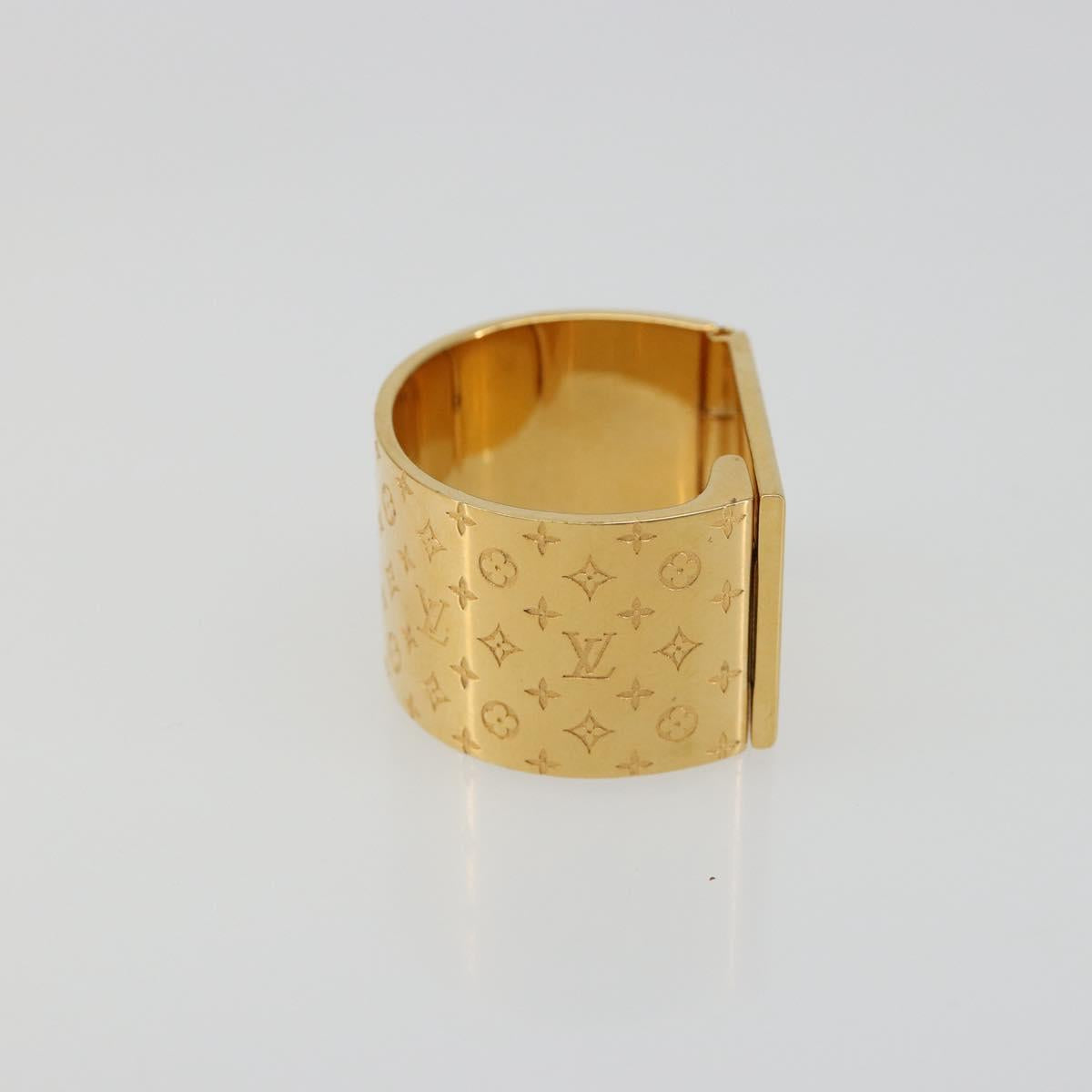 LOUIS VUITTON Monogram Nanogram Scarf Ring Brooch Gold Tone M00226 Auth 186230A