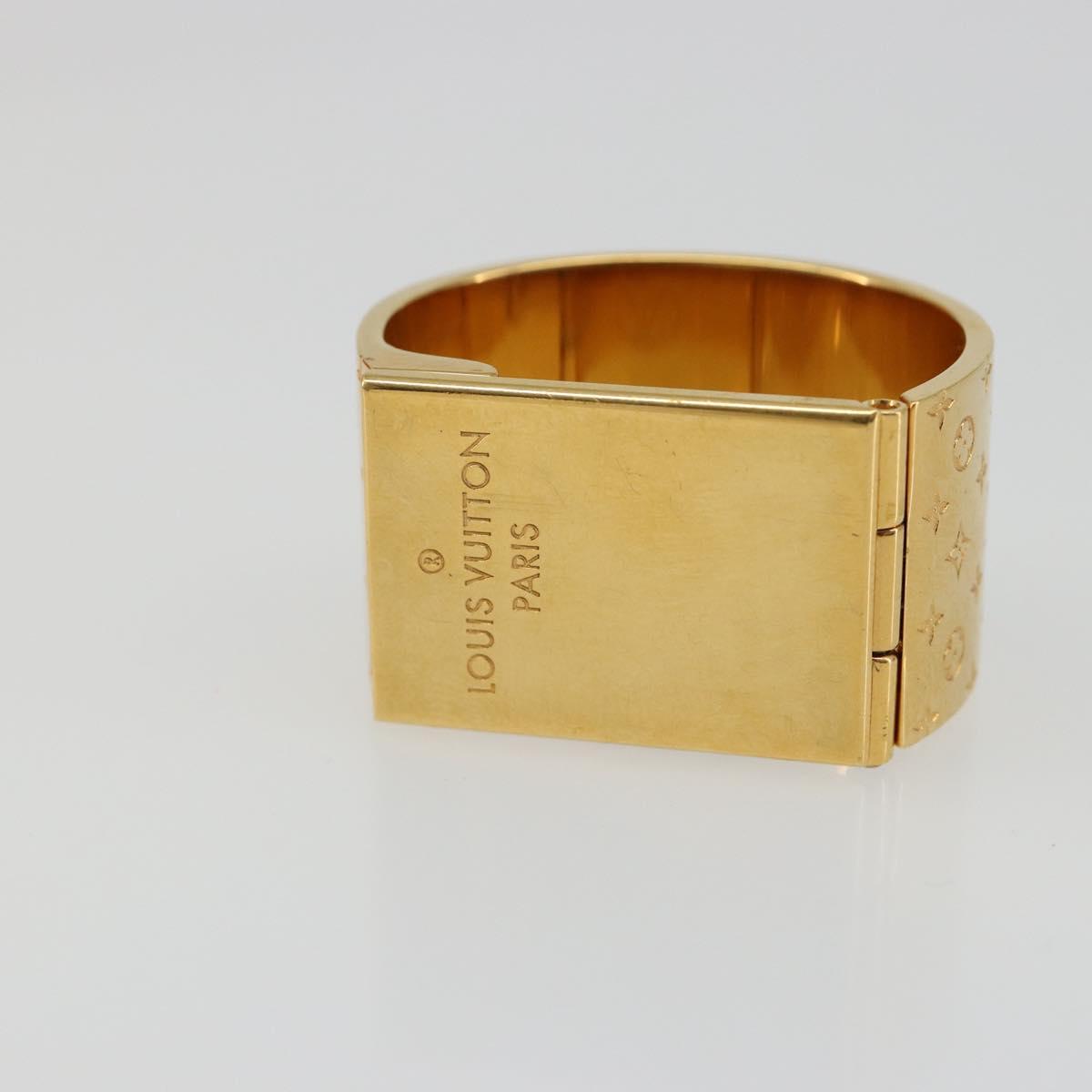 LOUIS VUITTON Monogram Nanogram Scarf Ring Brooch Gold Tone M00226 Auth 186230A