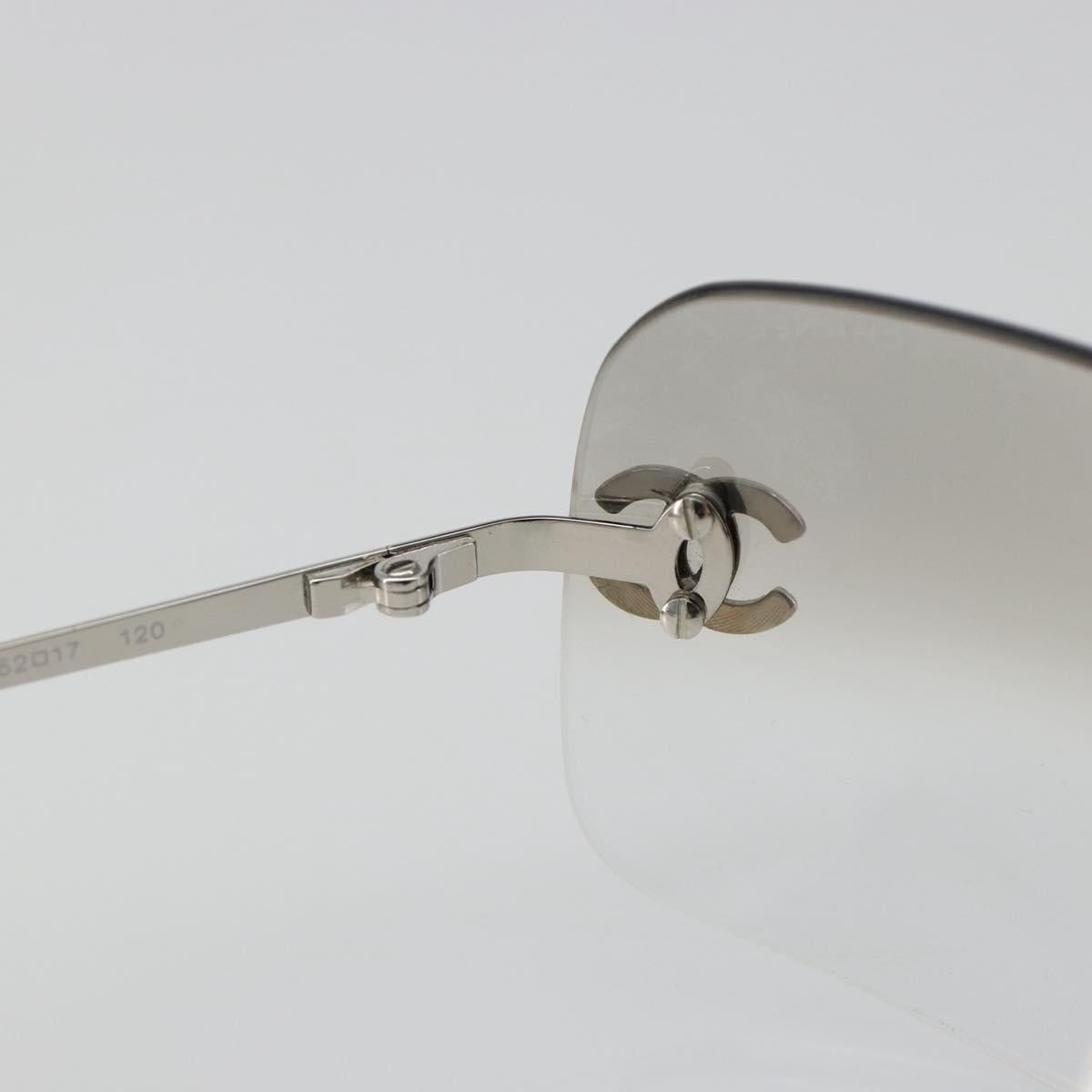 CHANEL COCO Mark Sunglasses metal Silver tone CC Auth 186236M