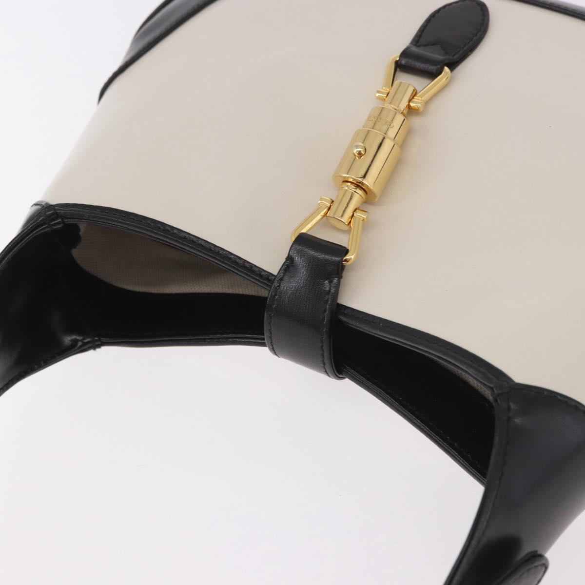 GUCCI New Jackie 1961 Bag Leather 2way White Gold black 636706 Auth 186238V