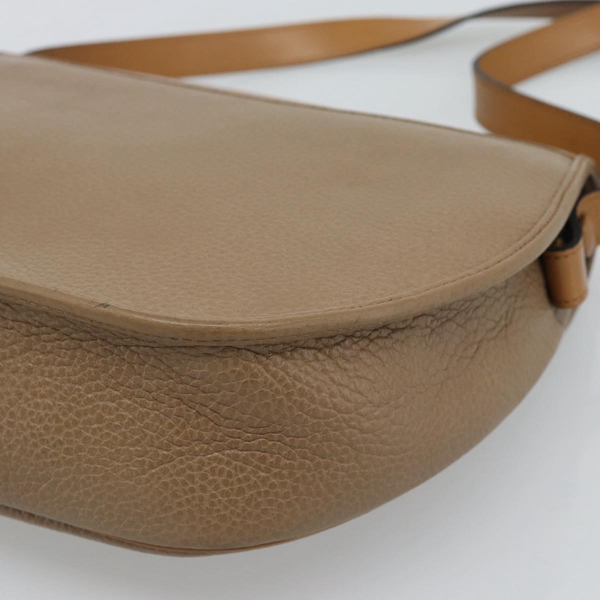 Christian Dior Shoulder Bag Leather Brown Gold Auth 186239A