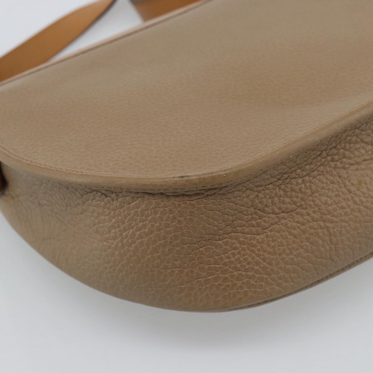 Christian Dior Shoulder Bag Leather Brown Gold Auth 186239A