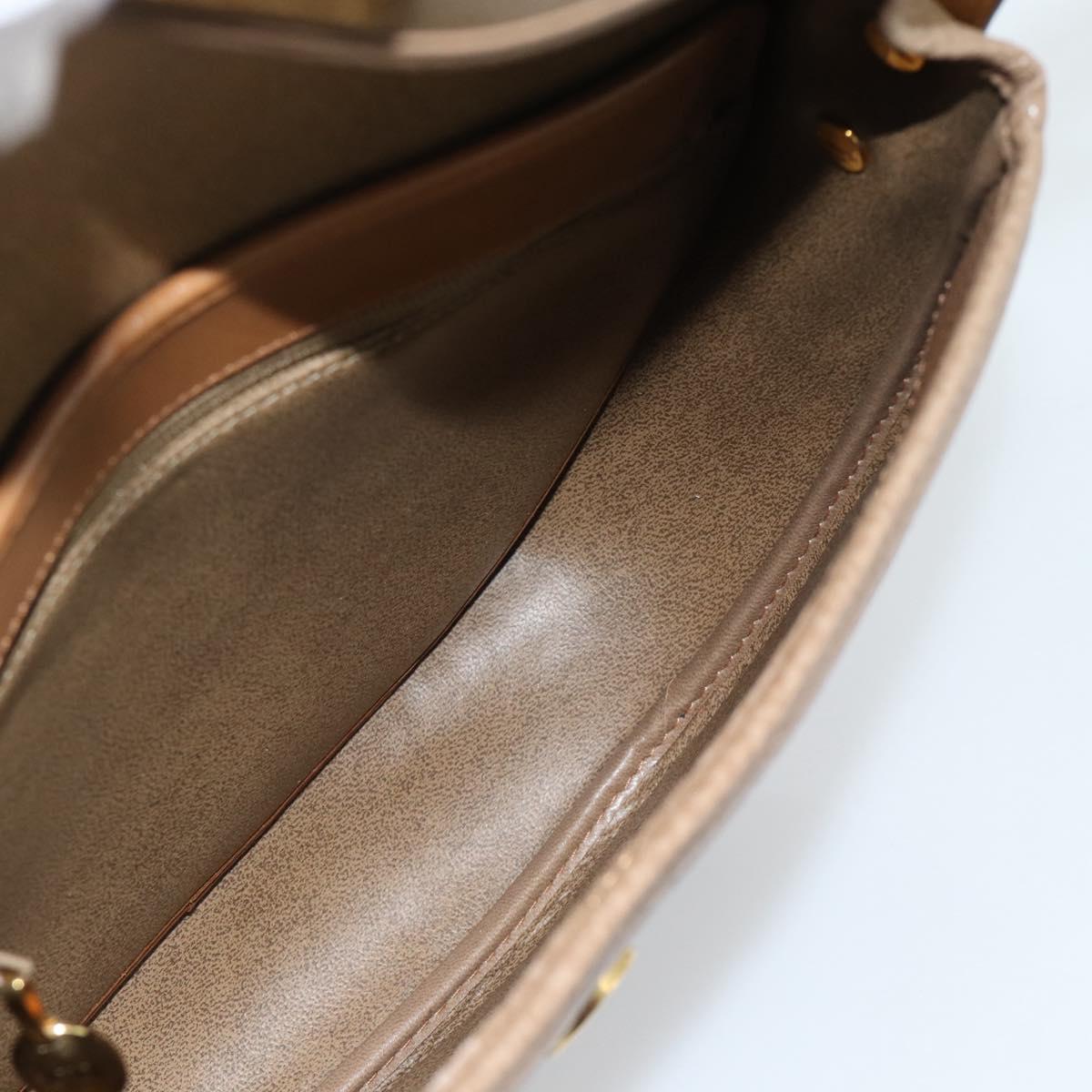Christian Dior Shoulder Bag Leather Brown Gold Auth 186239A