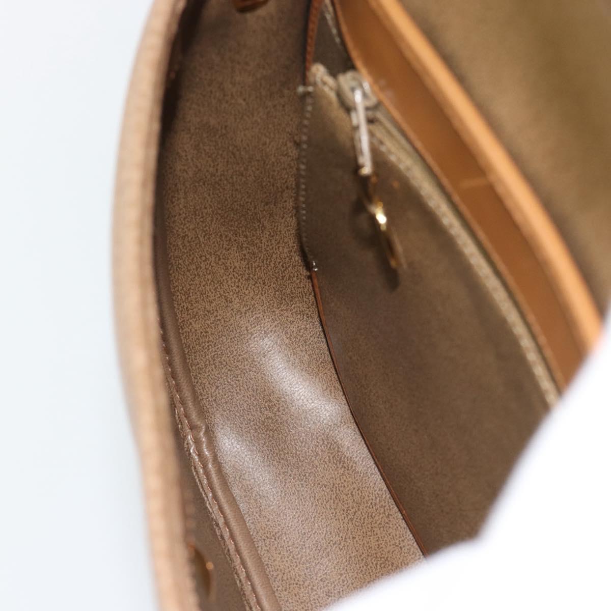 Christian Dior Shoulder Bag Leather Brown Gold Auth 186239A