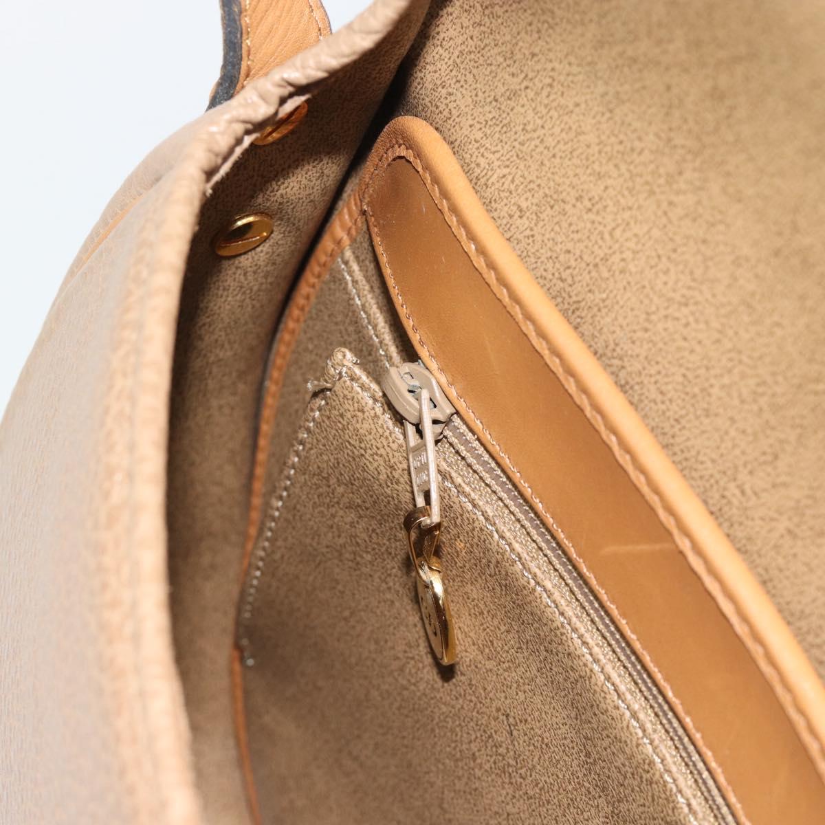 Christian Dior Shoulder Bag Leather Brown Gold Auth 186239A