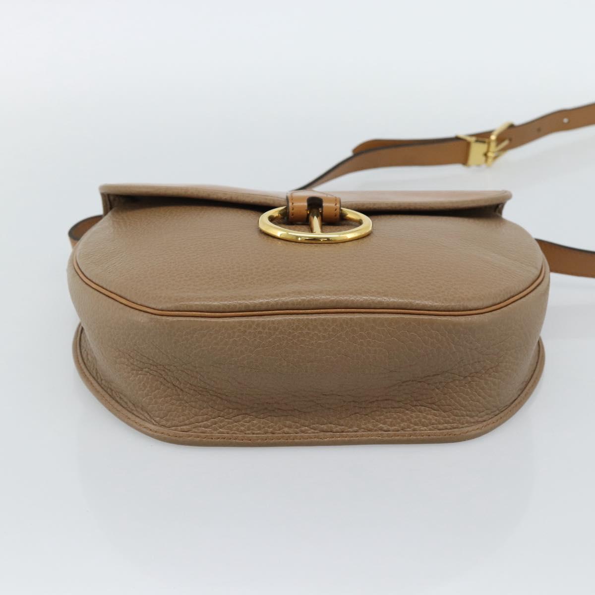 Christian Dior Shoulder Bag Leather Brown Gold Auth 186239A