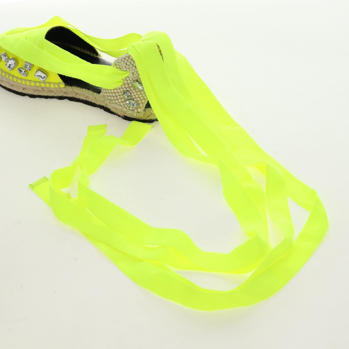 LOEWE Bijou Espadrilles Sandals Canvas Neon Green Auth 186240M