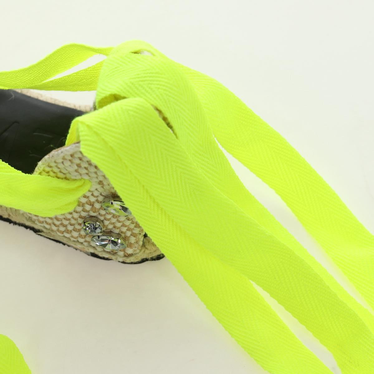 LOEWE Bijou Espadrilles Sandals Canvas Neon Green Auth 186240M