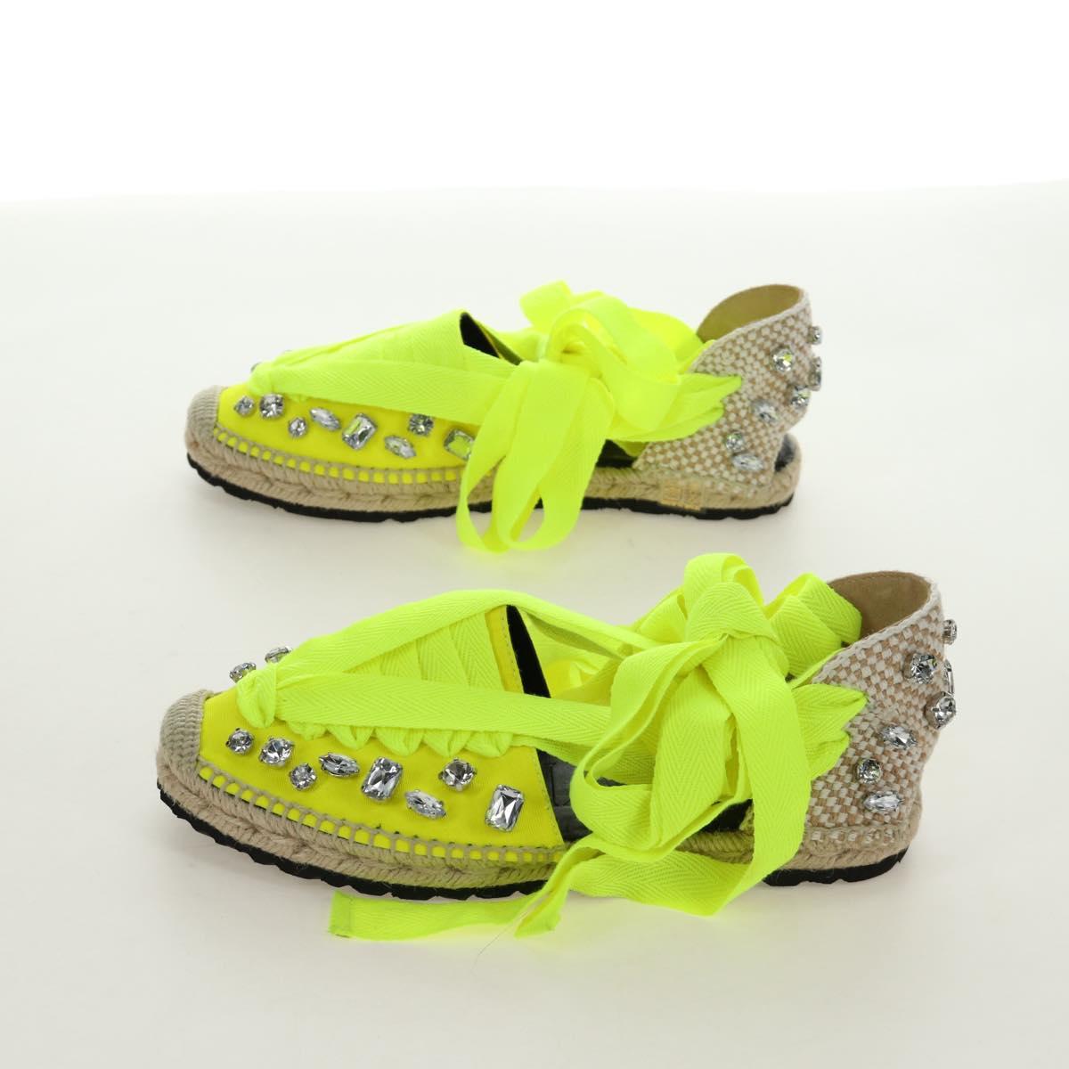 LOEWE Bijou Espadrilles Sandals Canvas Neon Green Auth 186240M