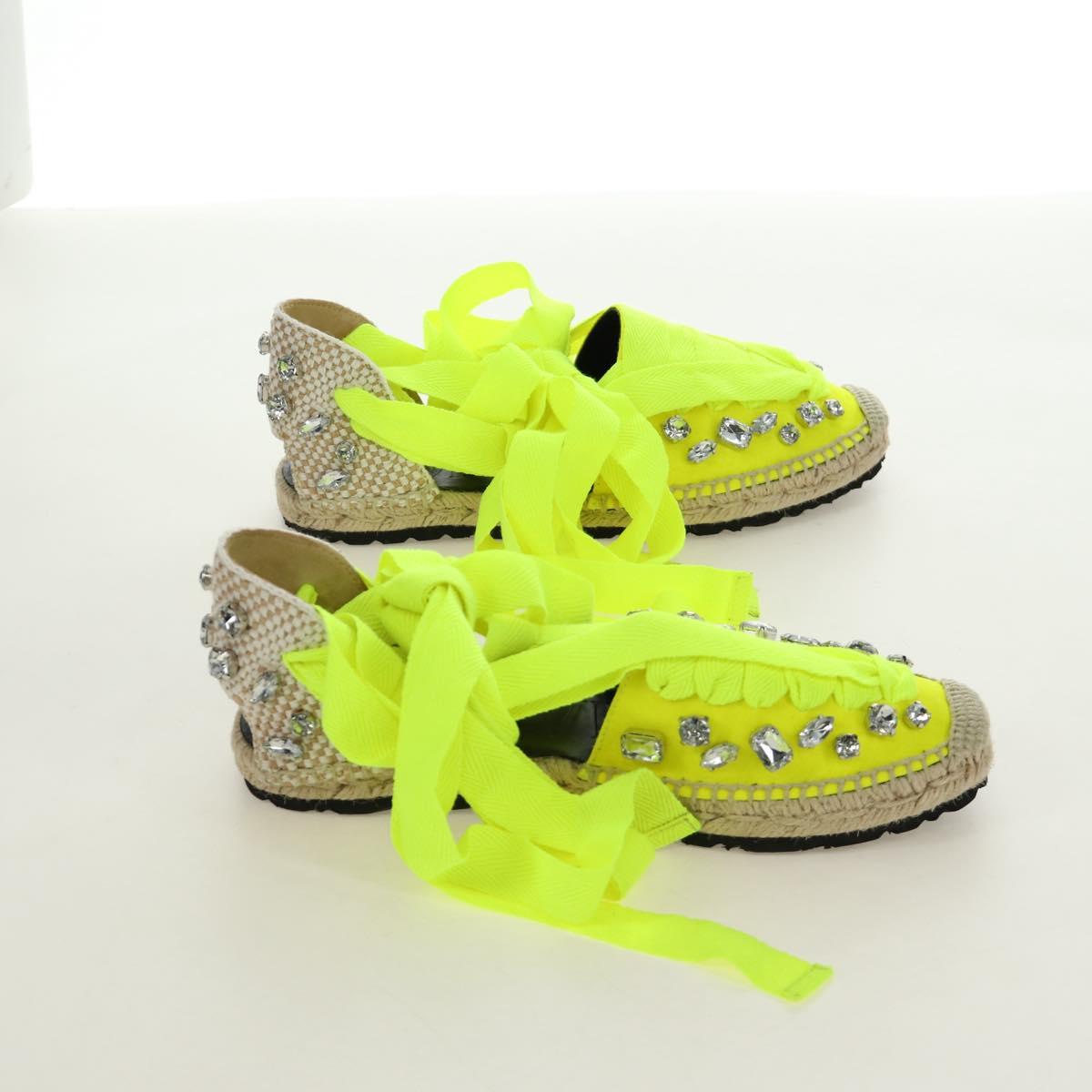 LOEWE Bijou Espadrilles Sandals Canvas Neon Green Auth 186240M