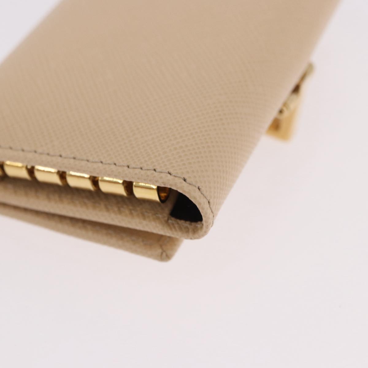 Salvatore Ferragamo Gancini Key Case Leather Ivory Gold Auth 186241A