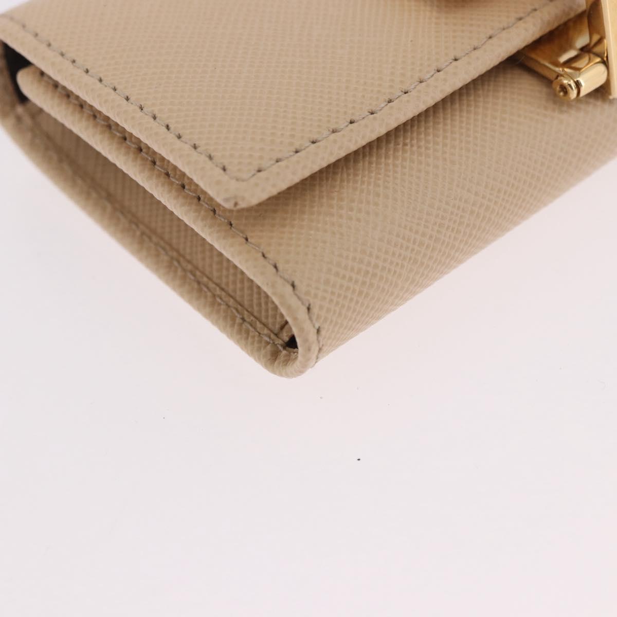 Salvatore Ferragamo Gancini Key Case Leather Ivory Gold Auth 186241A
