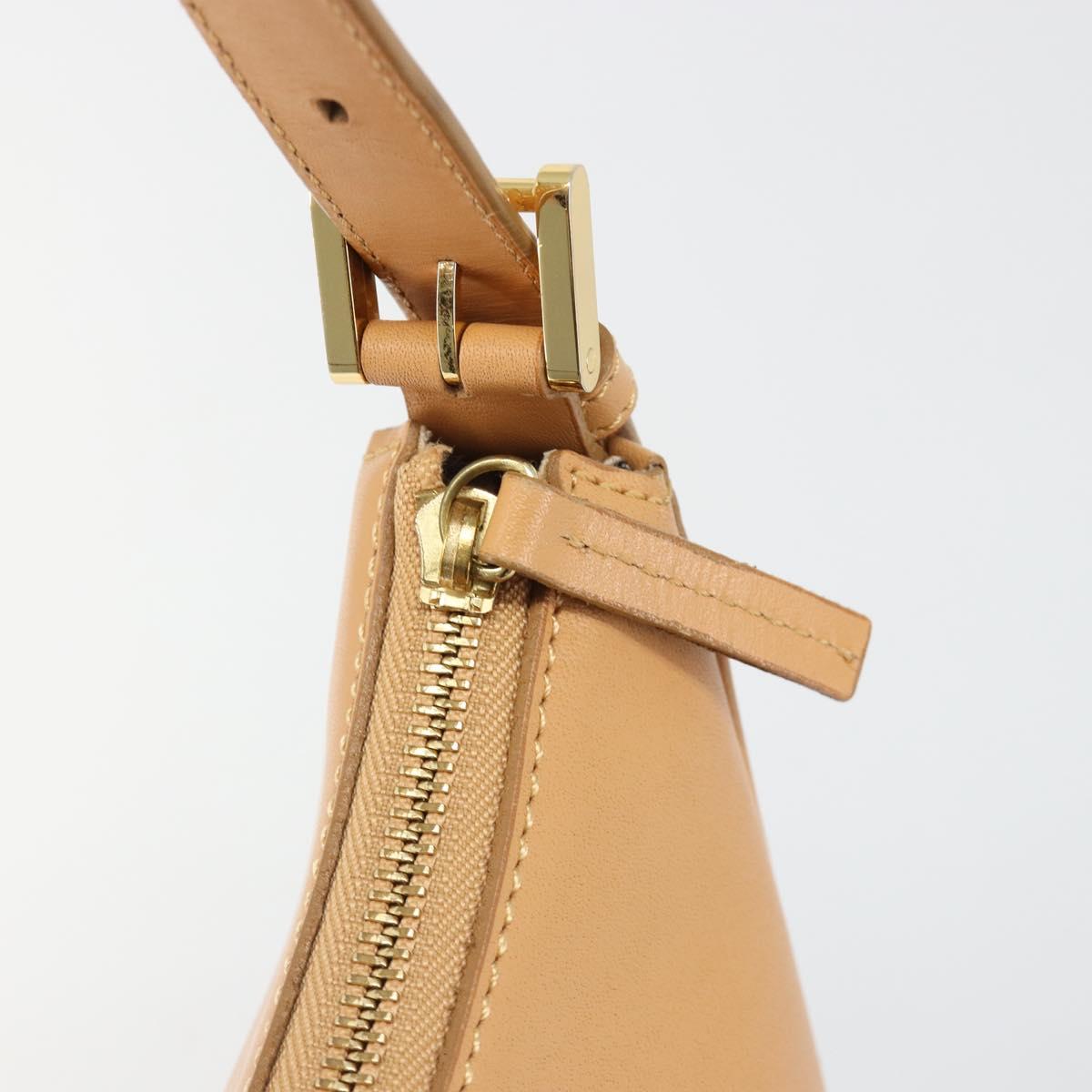 BURBERRY Shoulder Bag Leather Beige Gold Auth 186245A