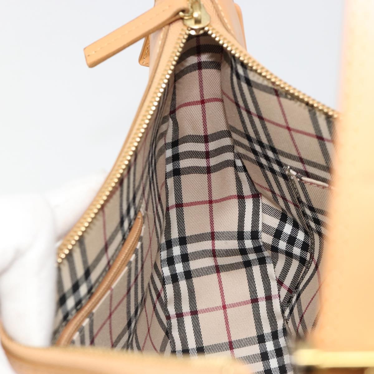 BURBERRY Shoulder Bag Leather Beige Gold Auth 186245A