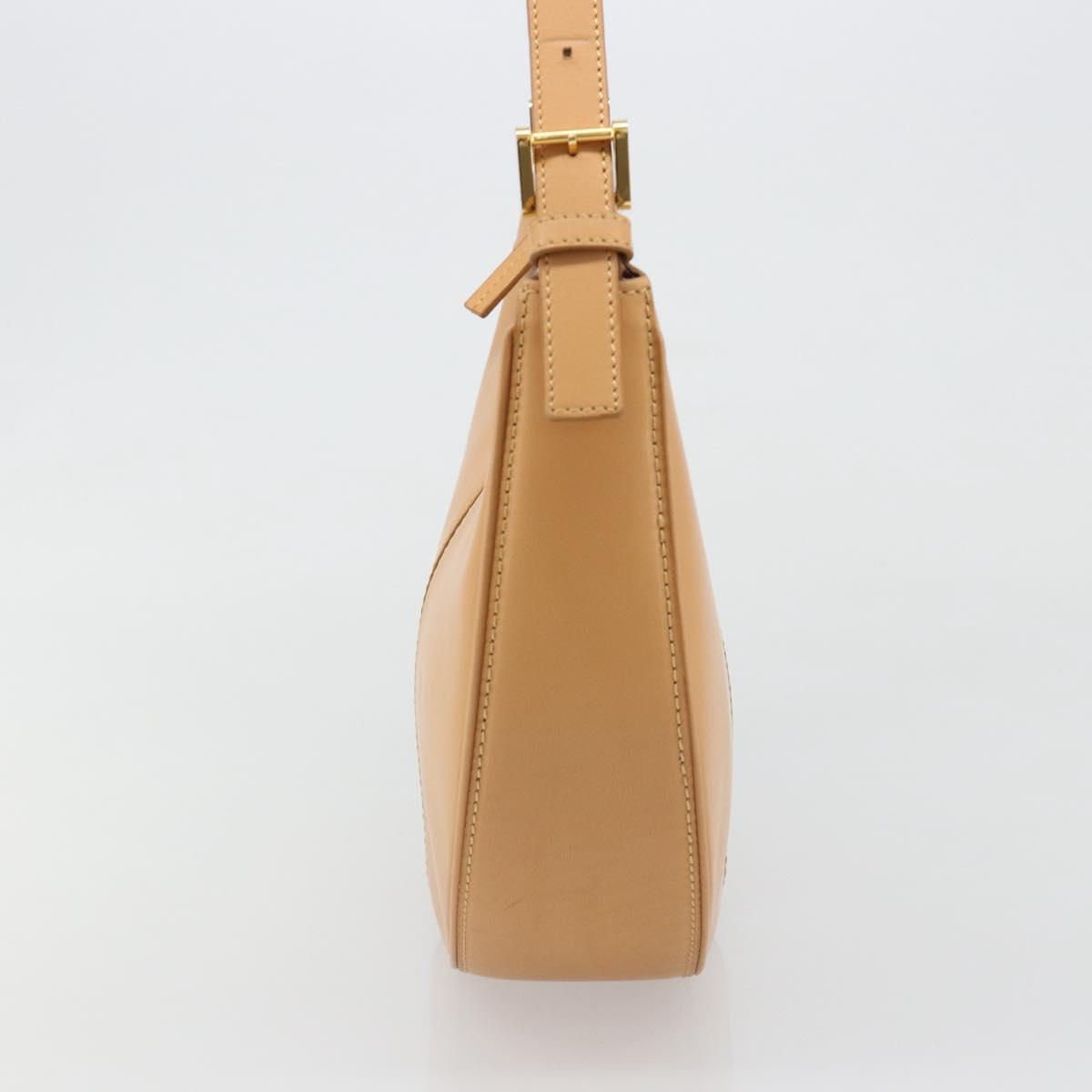BURBERRY Shoulder Bag Leather Beige Gold Auth 186245A