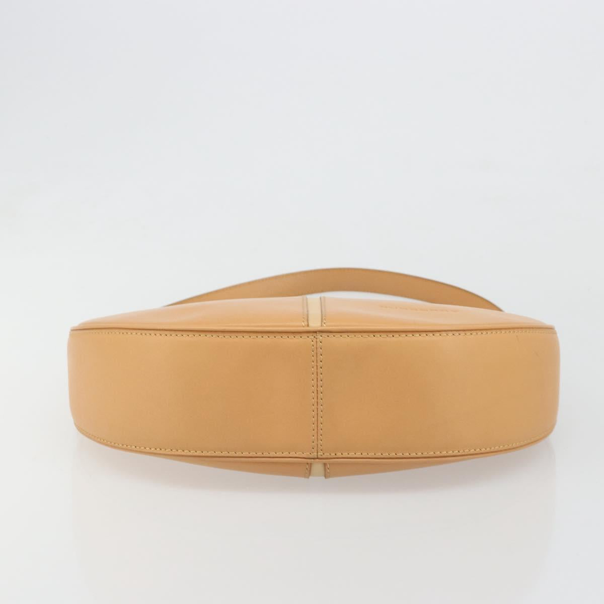 BURBERRY Shoulder Bag Leather Beige Gold Auth 186245A