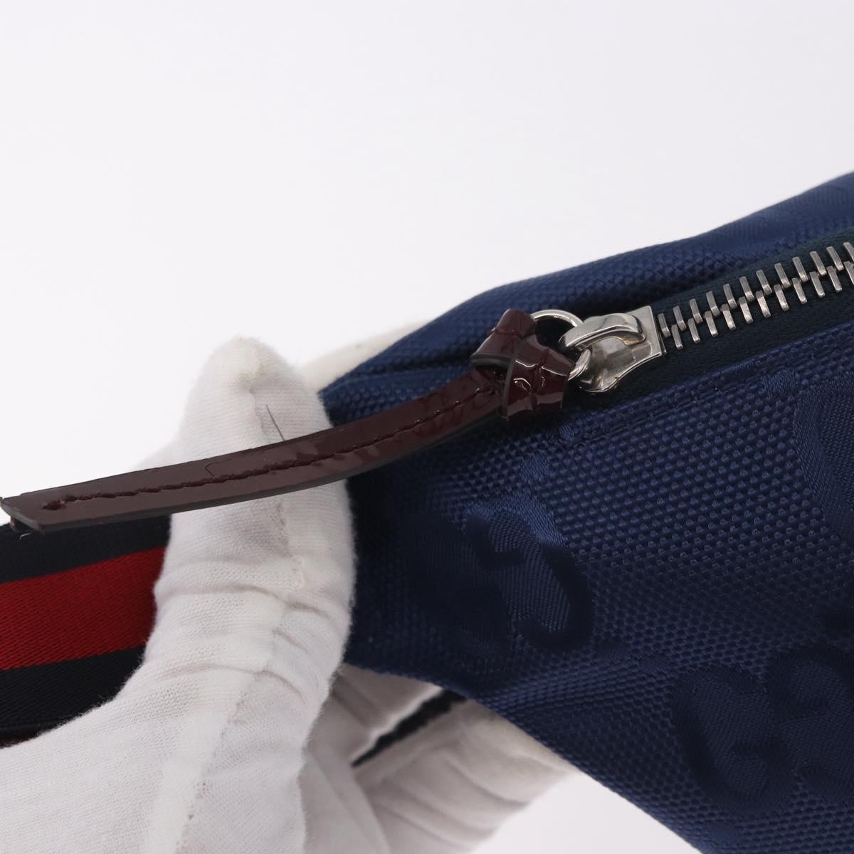 GUCCI GG Canvas Sherry Line Waist bag Navy Red 502095 Auth 186249M