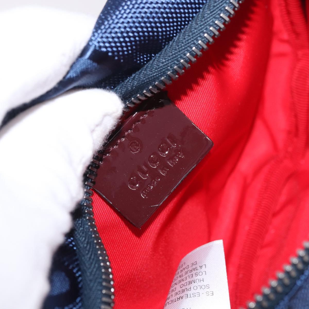 GUCCI GG Canvas Sherry Line Waist bag Navy Red 502095 Auth 186249M