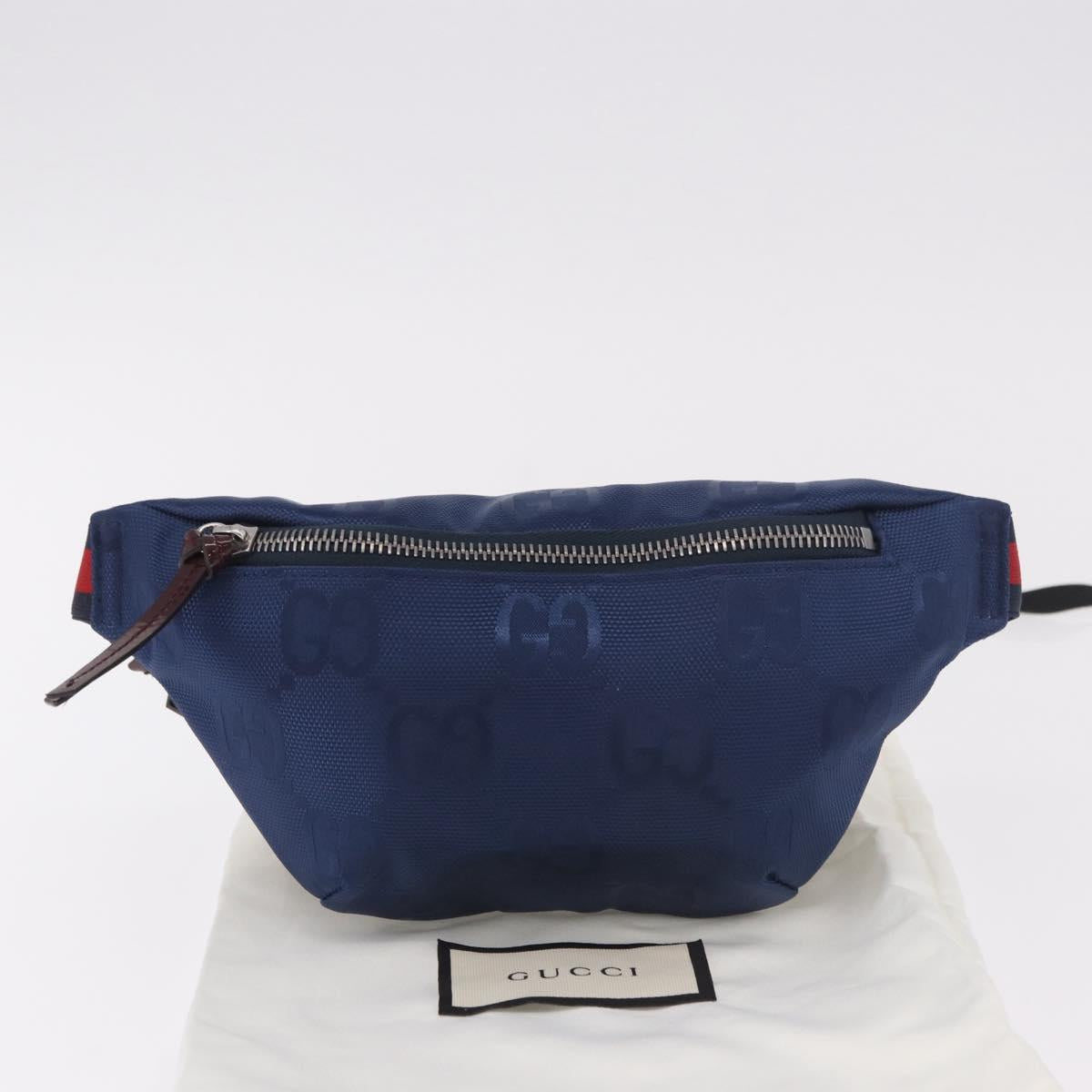 GUCCI GG Canvas Sherry Line Waist bag Navy Red 502095 Auth 186249M