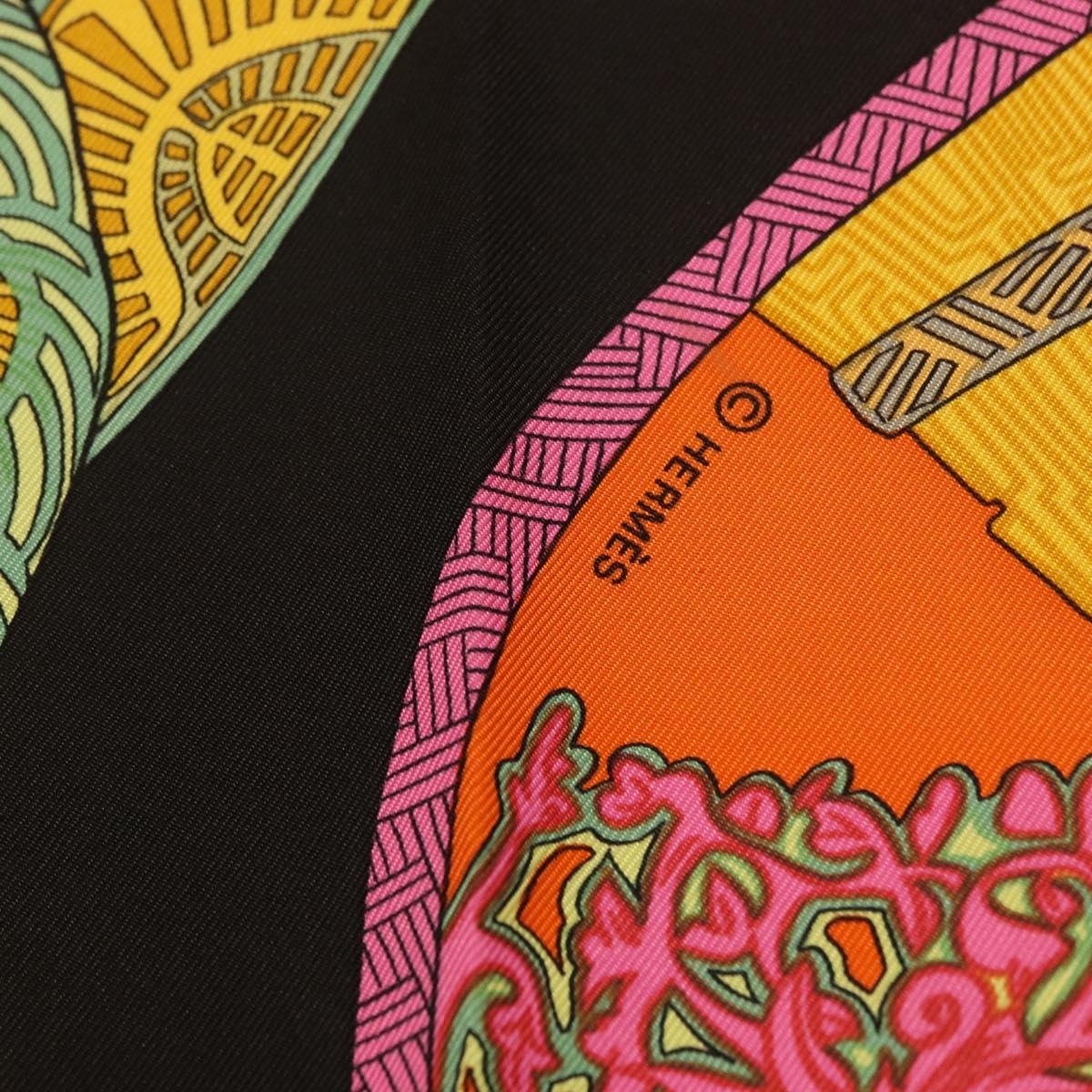 HERMES Carre 90 Scarf ""ART des STEPPES"" Silk Black Auth 186251M