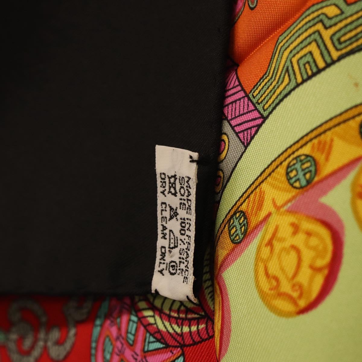 HERMES Carre 90 Scarf ""ART des STEPPES"" Silk Black Auth 186251M