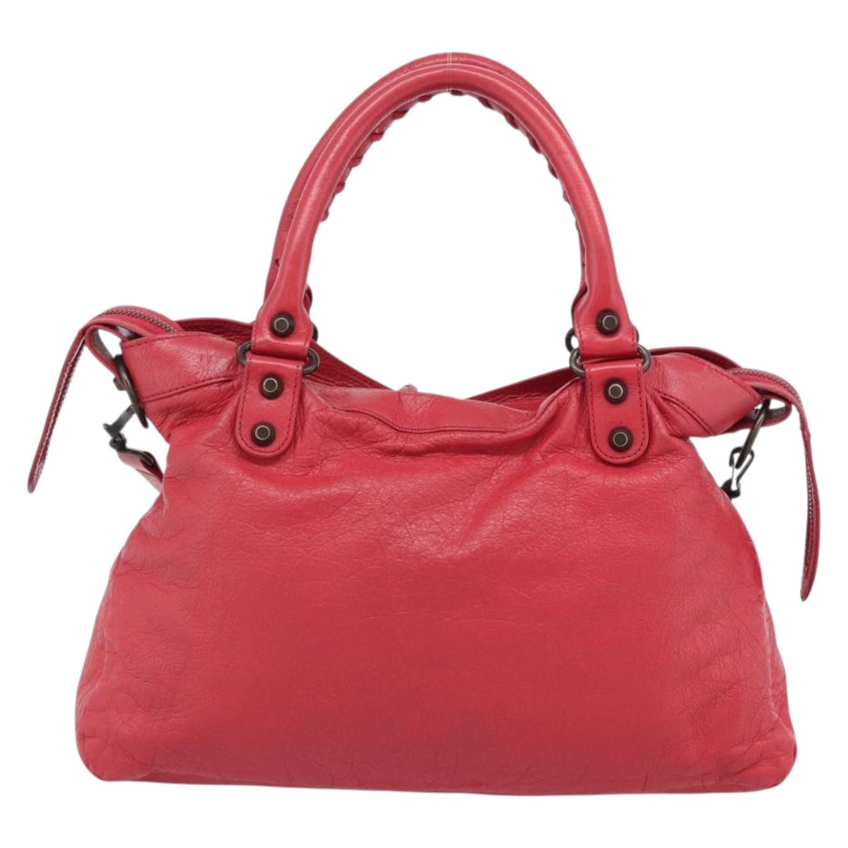 BALENCIAGA The Town Hand Bag Leather 2way Red 240579 Auth 186253M