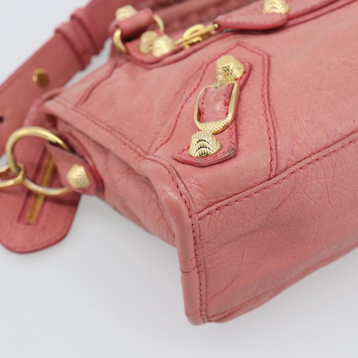 BALENCIAGA Giant Mini City Hand Bag Leather 2way Pink Gold 309544 Auth 186254M