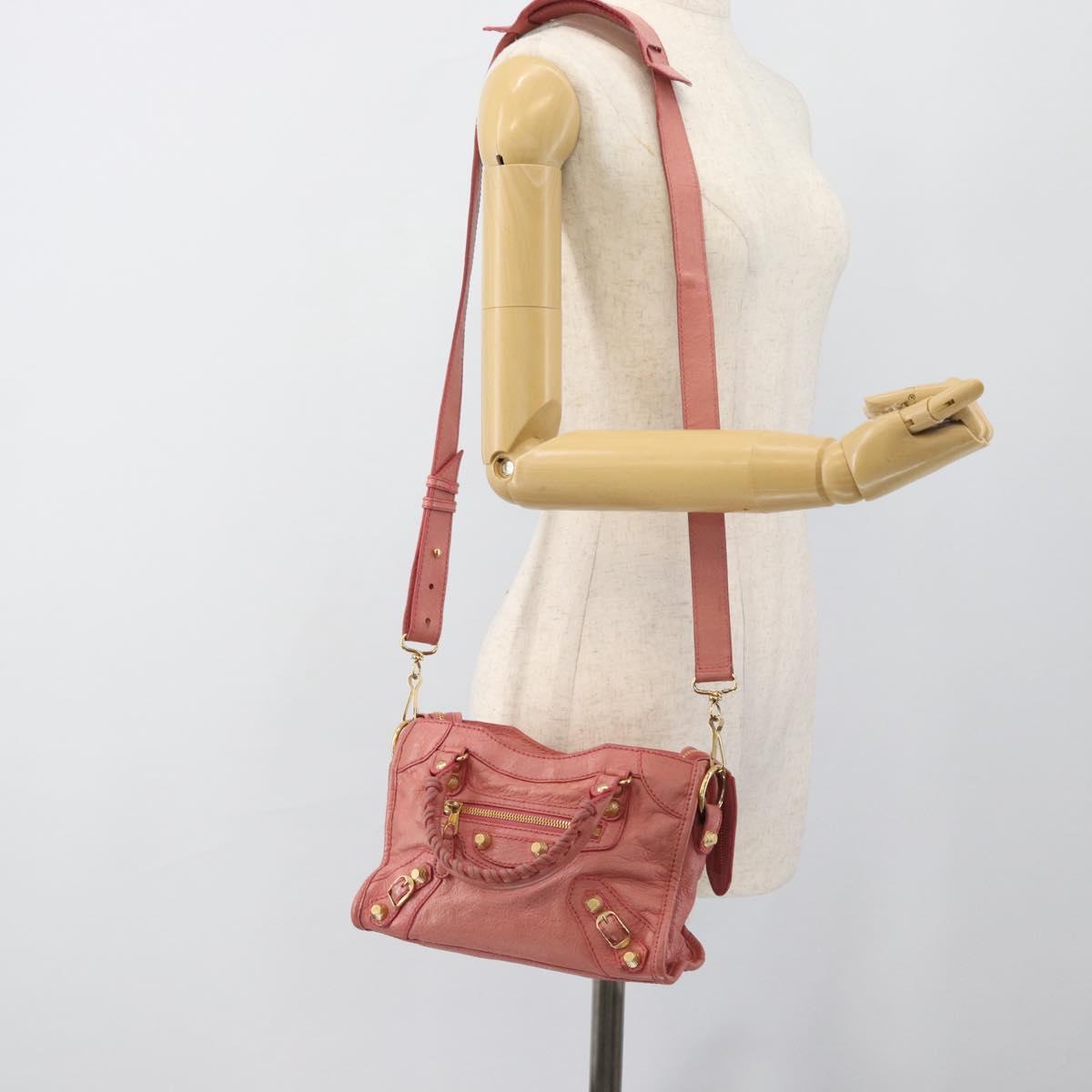 BALENCIAGA Giant Mini City Hand Bag Leather 2way Pink Gold 309544 Auth 186254M