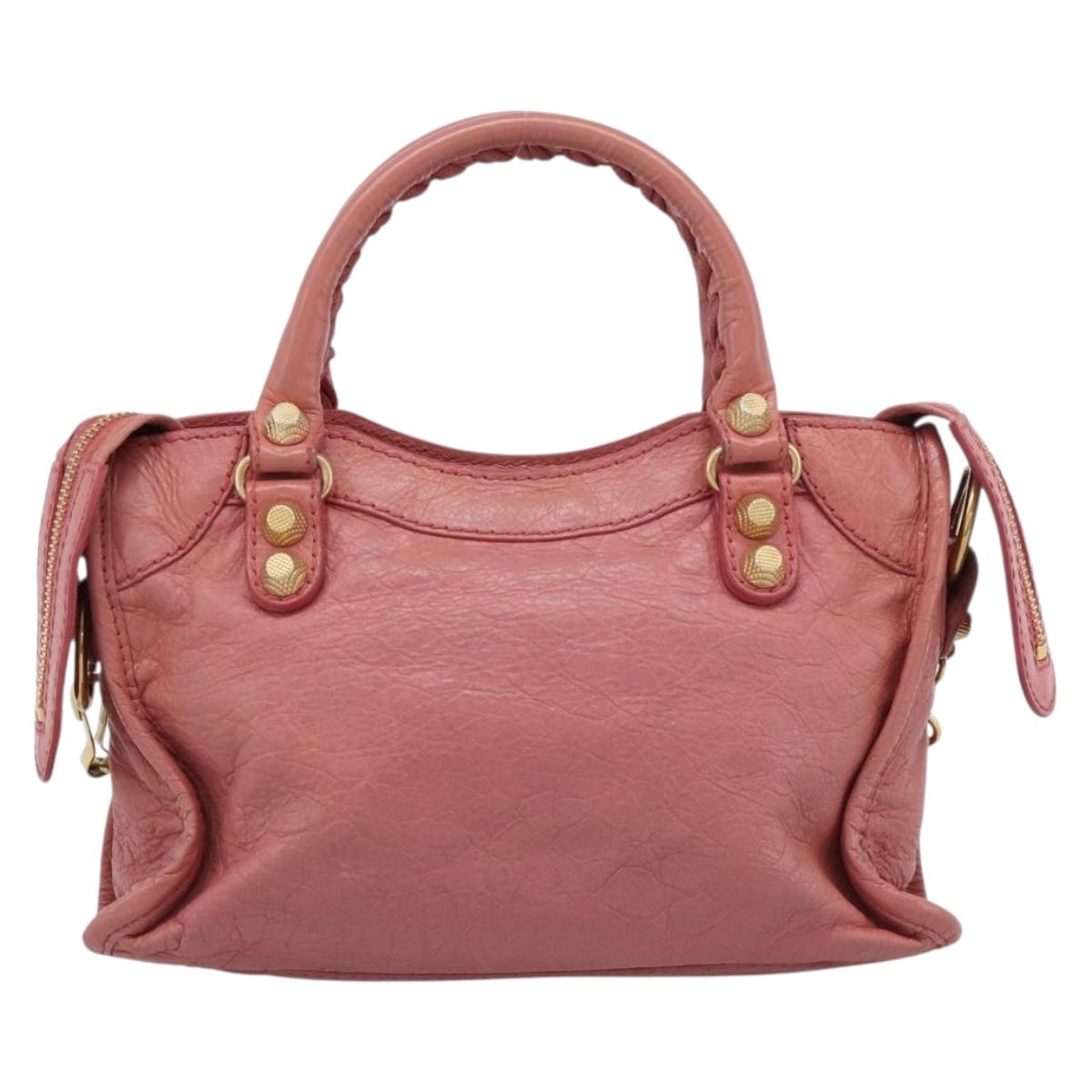 BALENCIAGA Giant Mini City Hand Bag Leather 2way Pink Gold 309544 Auth 186254M