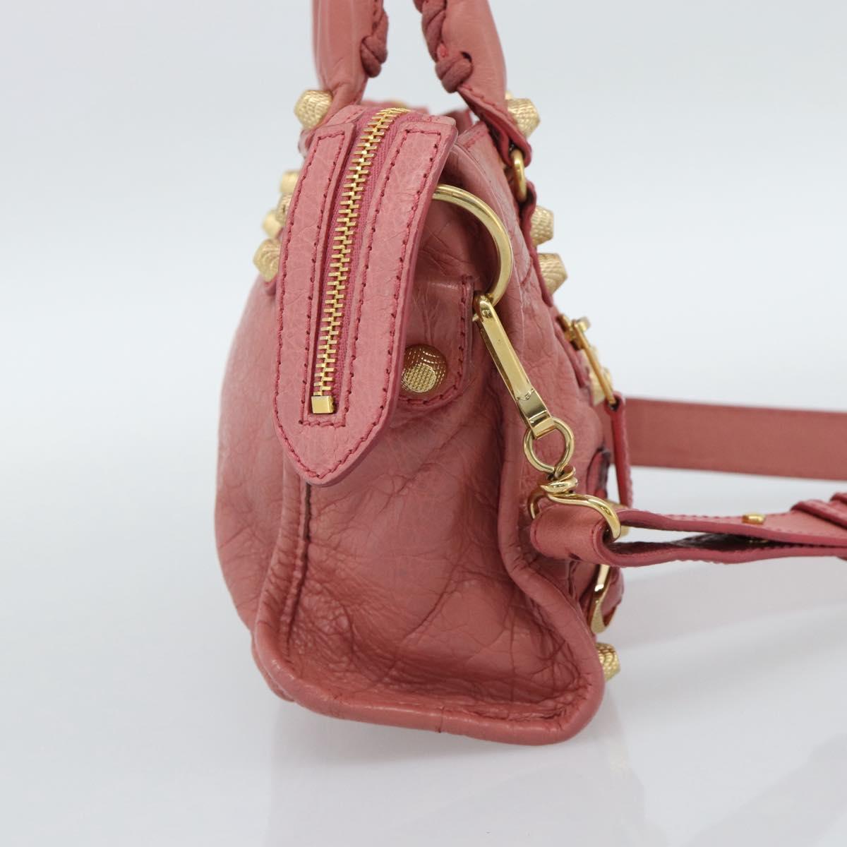 BALENCIAGA Giant Mini City Hand Bag Leather 2way Pink Gold 309544 Auth 186254M