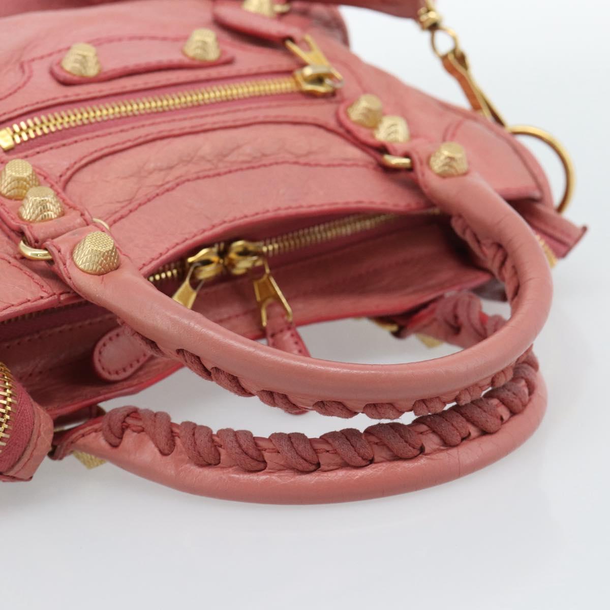 BALENCIAGA Giant Mini City Hand Bag Leather 2way Pink Gold 309544 Auth 186254M